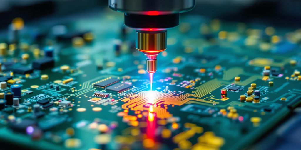 Laser Direct Imaging machine exposing circuit pattern on PCB substrate.