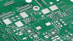 Close-up of a PCB with HASL surface finish showing solder coating on pads