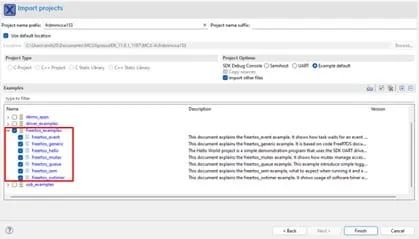 FreeRTOS examples available in the SDK