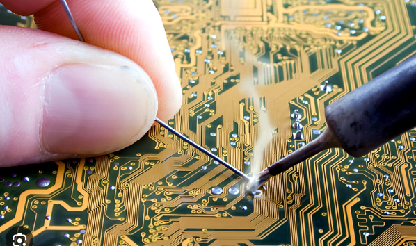 Applying solder paste by hand to PCB pads