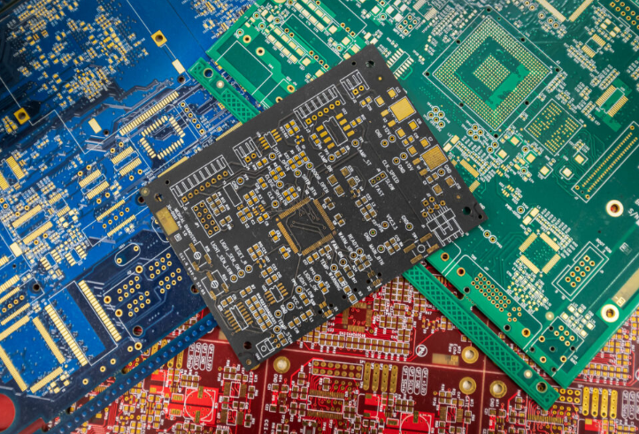 PCBs with different solder mask colors for comparison.