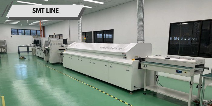 SMT assembly line for weather station PCB production.