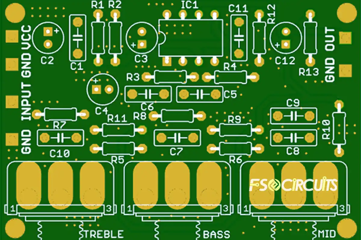 Finished PCB with detailed LPI silkscreen markings for precision assembly.