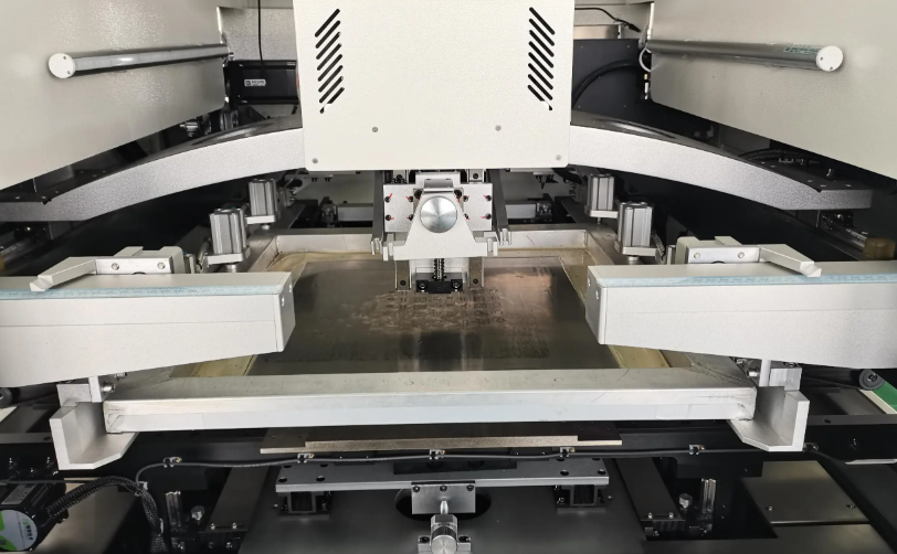Solder Paste Screening process using a stencil on a Printed Circuit Board