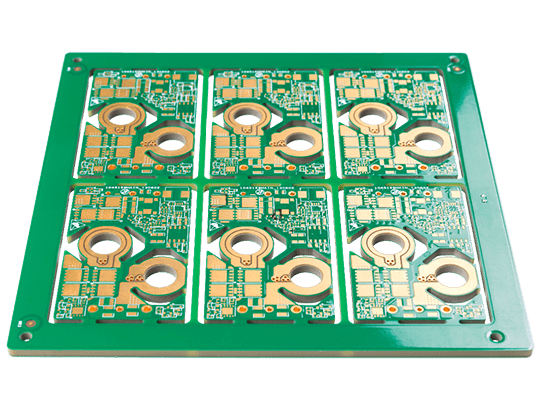Solder mask application on thick copper PCB traces.