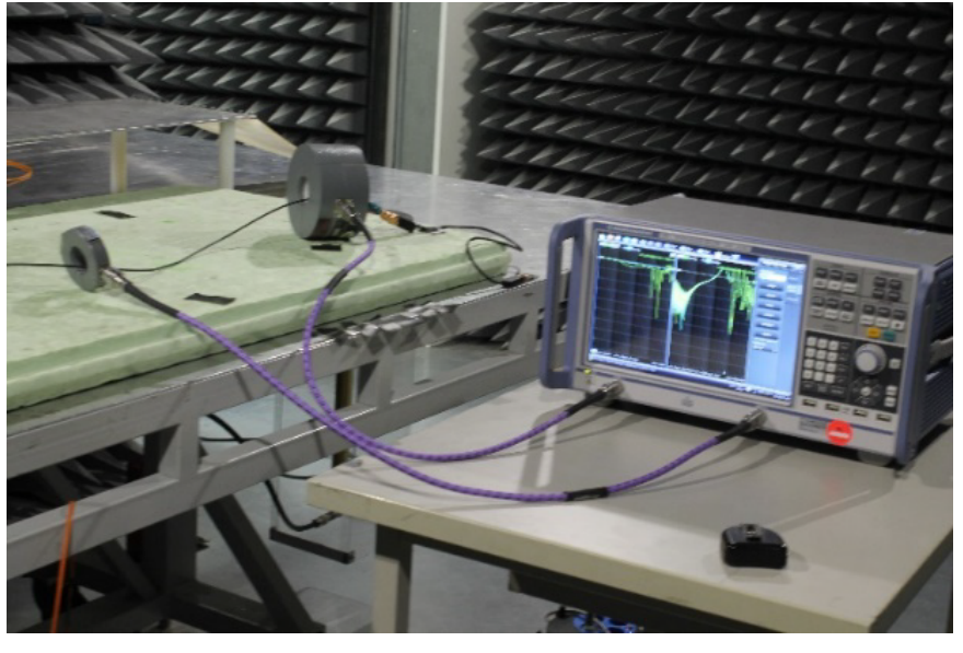 Photo of the noise coupling test setup