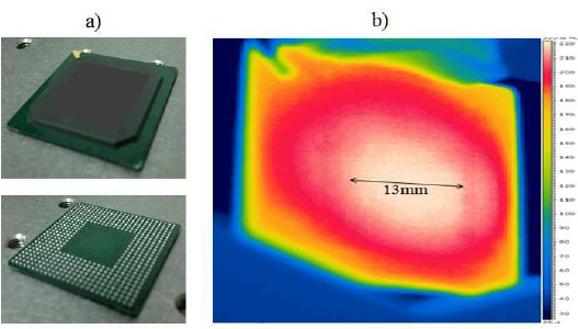 Thermal imaging of BGA on PCB showing heat distribution