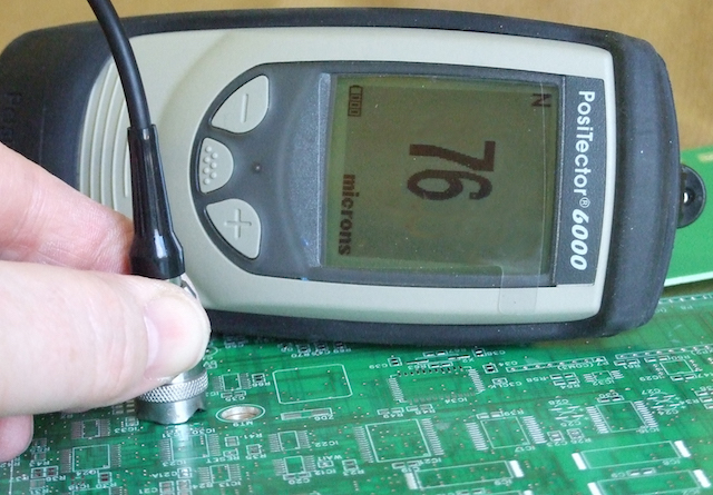 Measuring conformal coating thickness on PCB