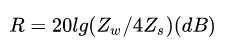 Reflection loss is given by