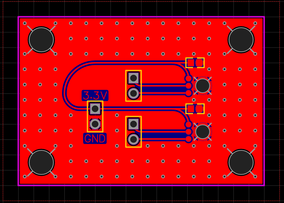 PCB layout showing copper pour clearance rules around traces and vias.