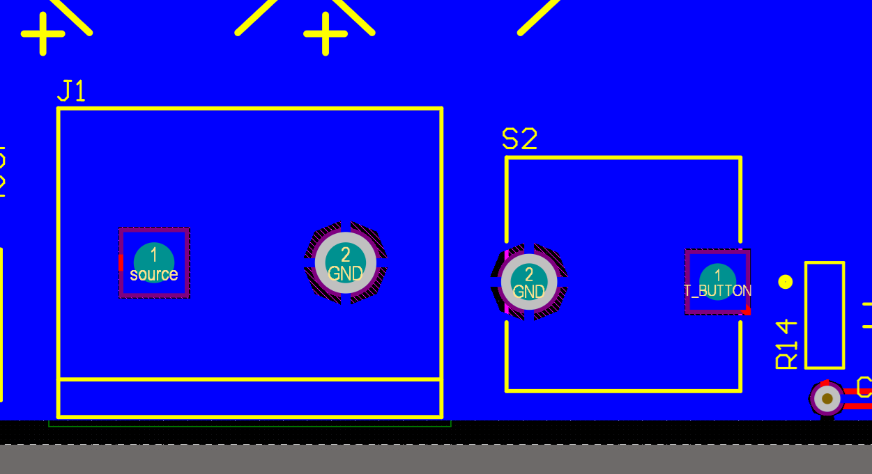 Thermal relief design on PCB pad to prevent copper pour shorts.