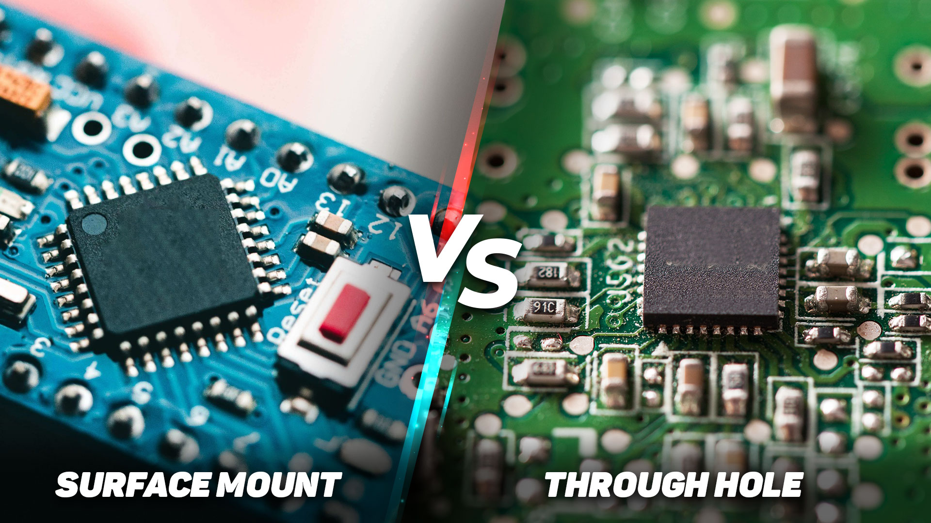 Comparison of through-hole and surface mount PCB connectors.