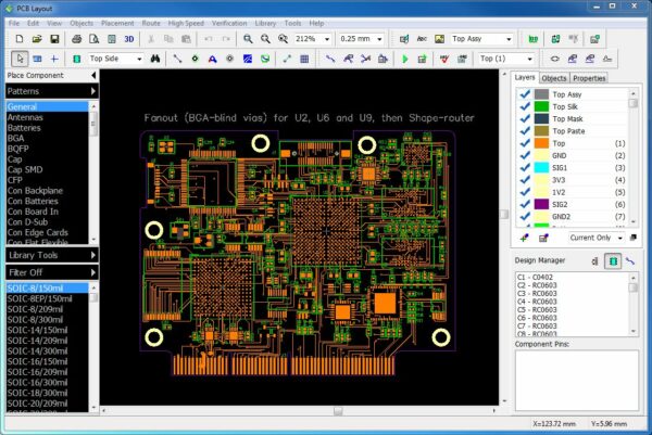 User-friendly PCB design software interface for beginners.