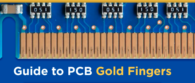 PCB with blue glue mask applied for selective gold finger plating.