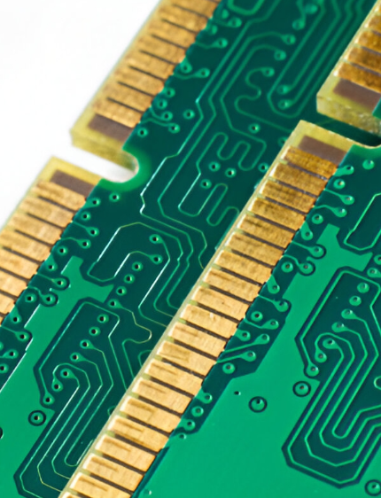 PCB with electroless nickel immersion gold (ENIG) finish on gold fingers.