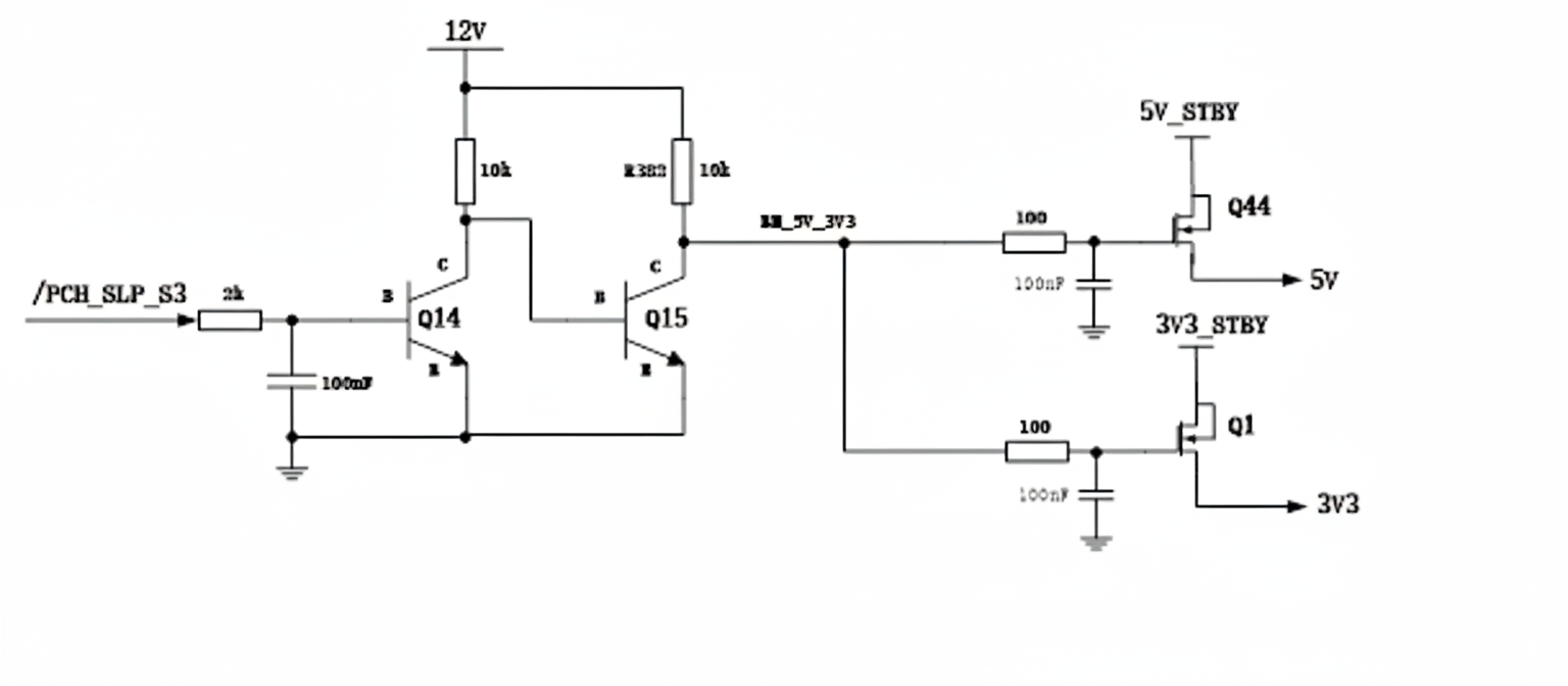 the 5 V is abnormal because Q44 is not fully conducting