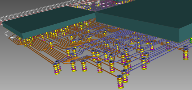 PCB with routing mistakes like overlapping traces for beginner tutorial.