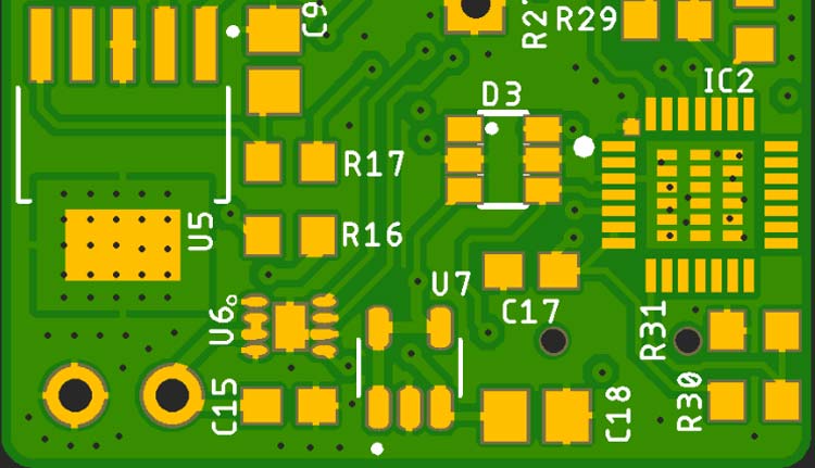 Thermal relief pattern around via-in-pad to manage heat distribution.