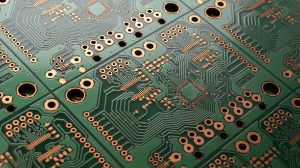Finished PCB with via-in-pad design in a high-density application.