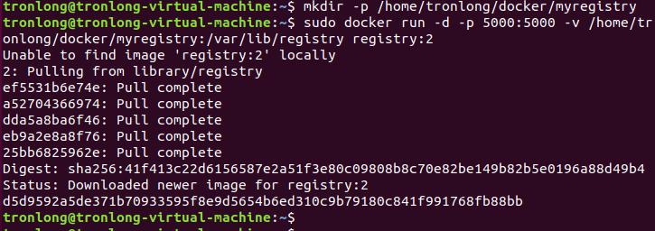 Start registry container
