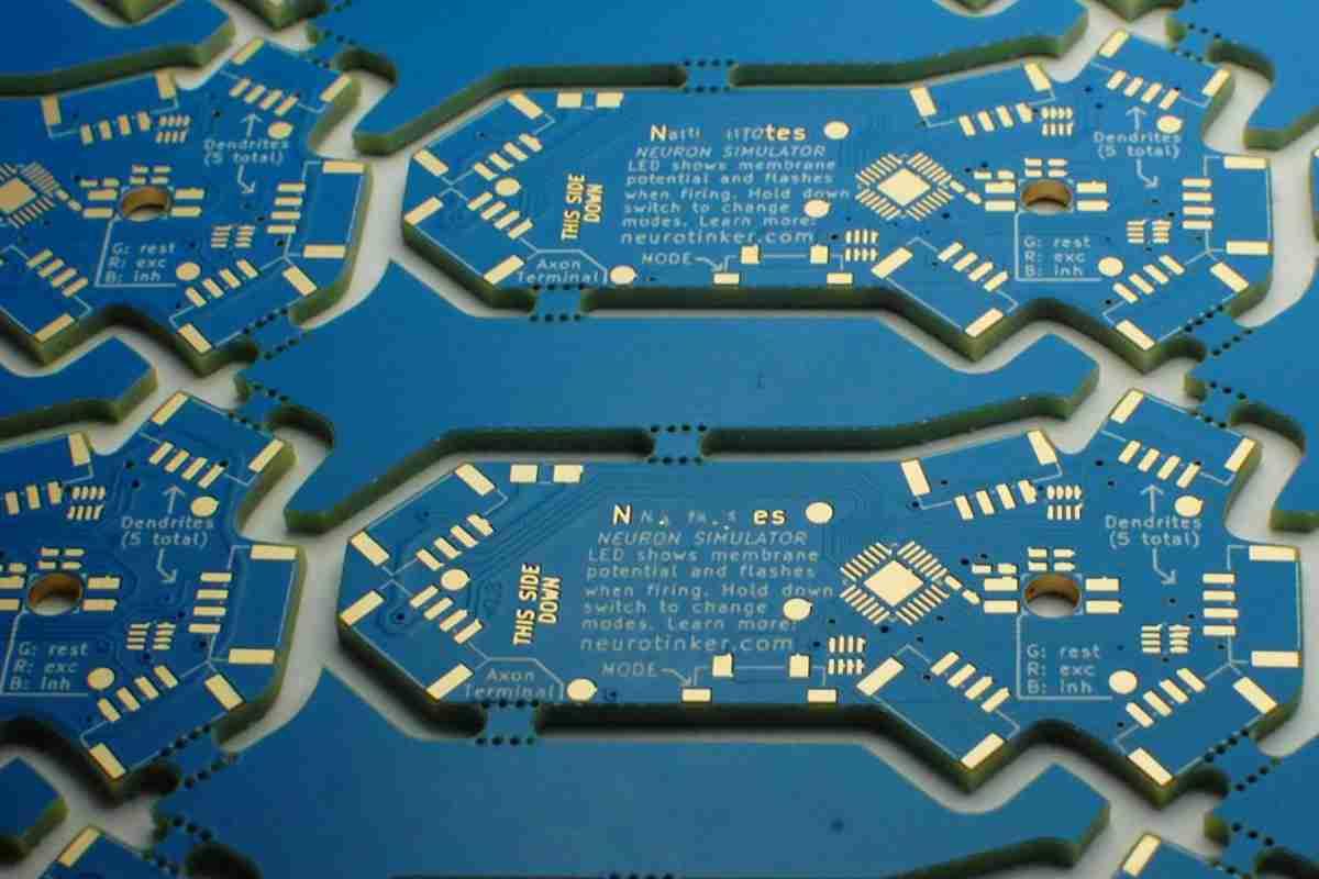 PCB panel with Mouse Bites perforations for depaneling.