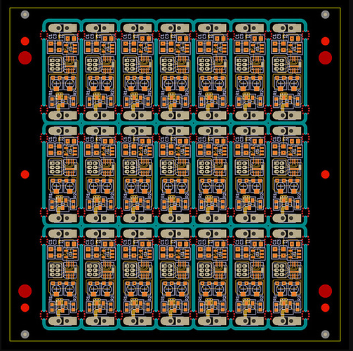 PCB panel design with edge rails for manufacturability