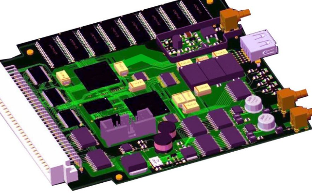 3D visualization of an HDI PCB in design software