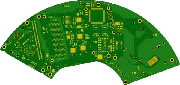 Finished PCB with backdrilled vias inspected for signal quality enhancement