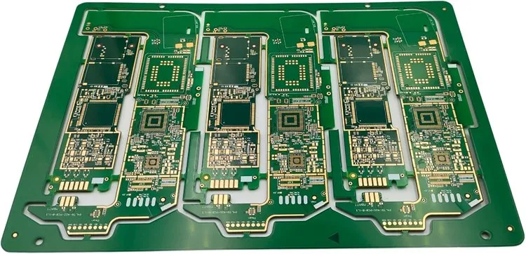 Completed HDI PCB assembly with densely packed components.