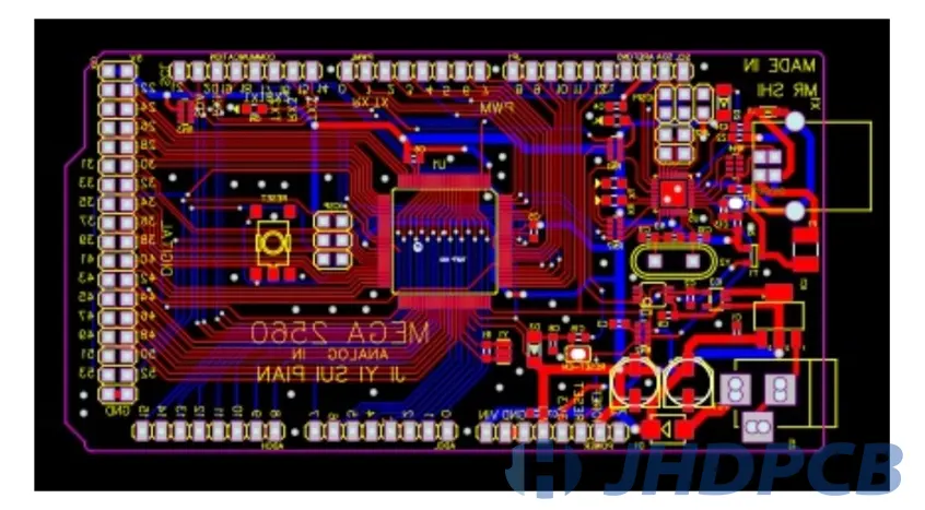 Compact PCB design with optimized trace spacing for high-density layout