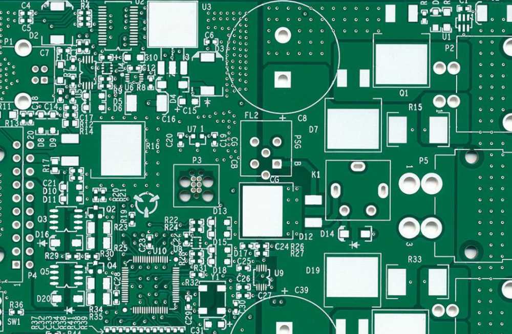 Immersion silver finish on a printed circuit board.