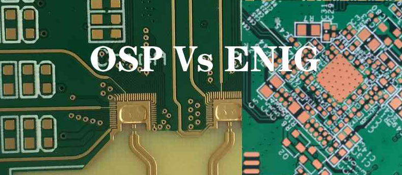 OSP vs ENIG surface finishes on PCBs highlighting color and coating differences.