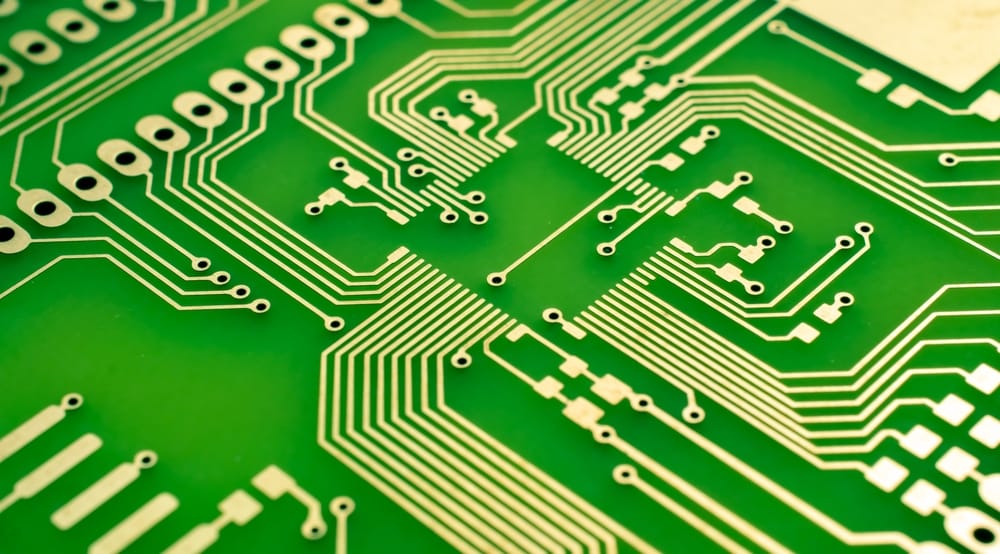 Finished PCB showcasing balanced trace width and copper thickness.
