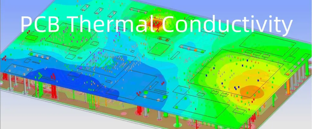 Thermal simulation of a PCB design highlighting heat distribution.