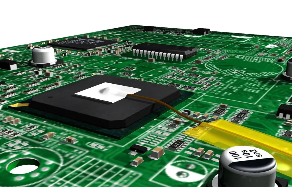 Thermal profiling setup for PCB assembly with thermocouples.