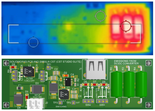 Thermal profiling software showing temperature data for PCB assembly.