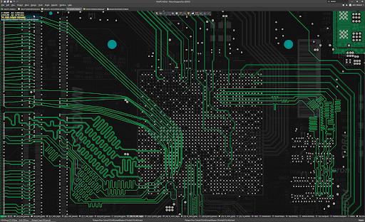 PCB design software displaying hole size tolerances for manufacturing.