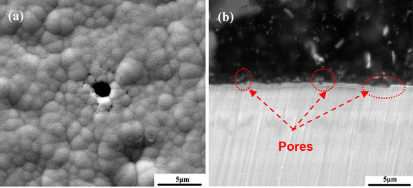 Microscopic view of hard gold plating defects during failure analysis.