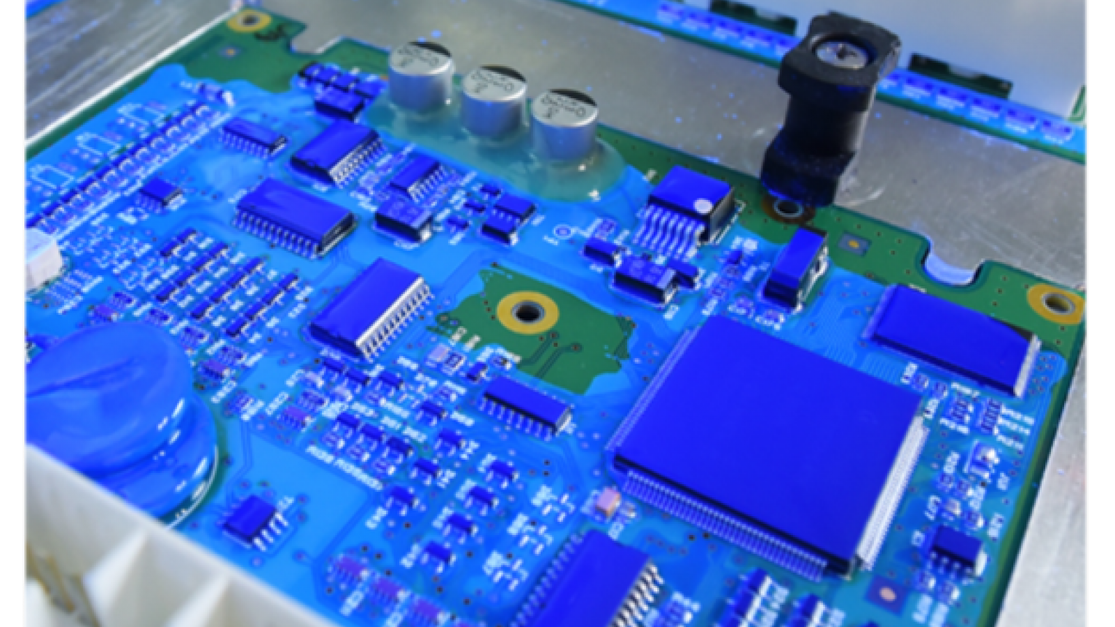 Military radar PCB facing harsh environmental conditions needing conformal coating.