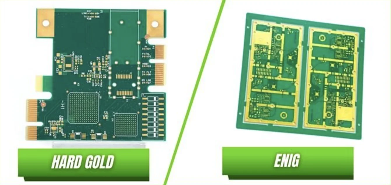 Comparison of ENIG and Hard Gold Plating on PCB surfaces