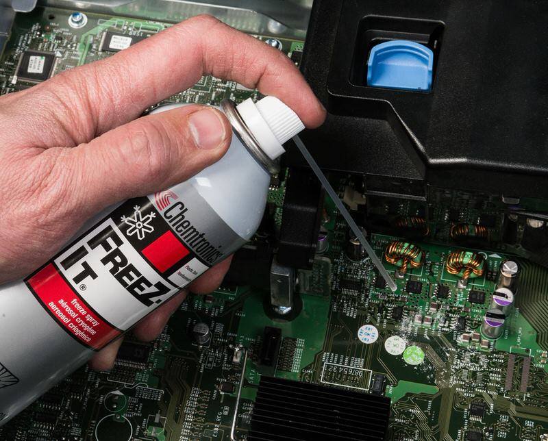 Aerosol spray and pump spray for cleaning printed circuit boards.