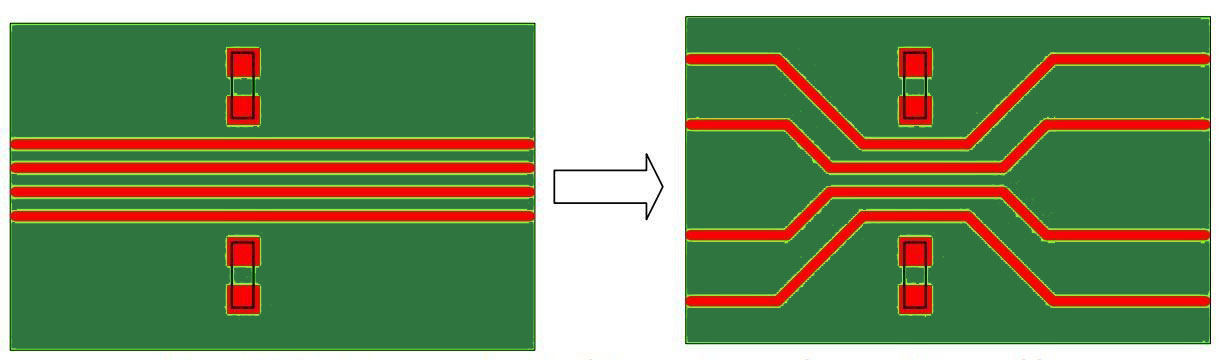 Diagram of 3W rule for trace spacing in high-frequency PCB layout.