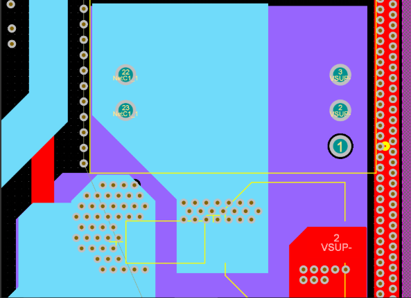 Copper pour on PCB for effective heat dissipation.