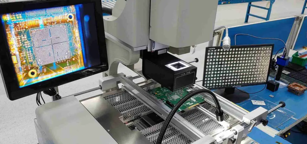 BGA rework station and reflow oven for PCB repair and SMT assembly.