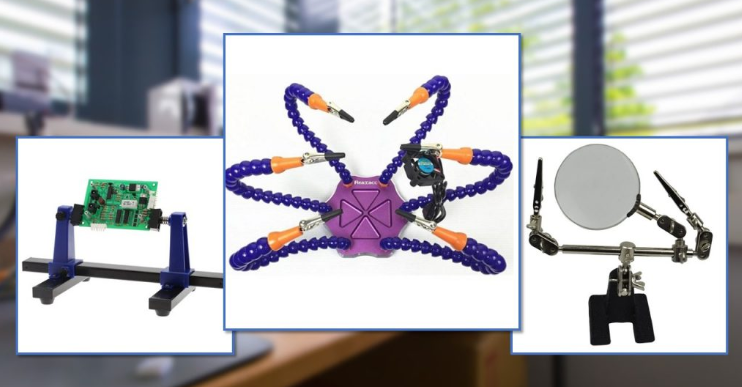 Comparison of basic and advanced helping hands for soldering