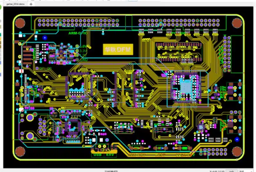 Completed PCB design after material selection with DFM software.