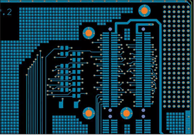 PCB design with copper thieving for multilayer PCB copper balancing.