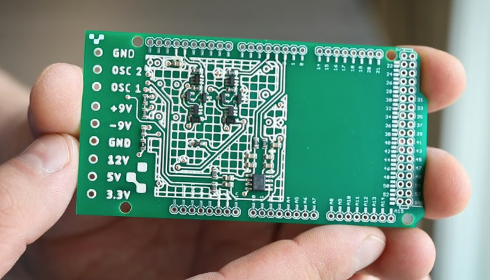 3D-printed power supply PCB prototype showcasing sustainable manufacturing.