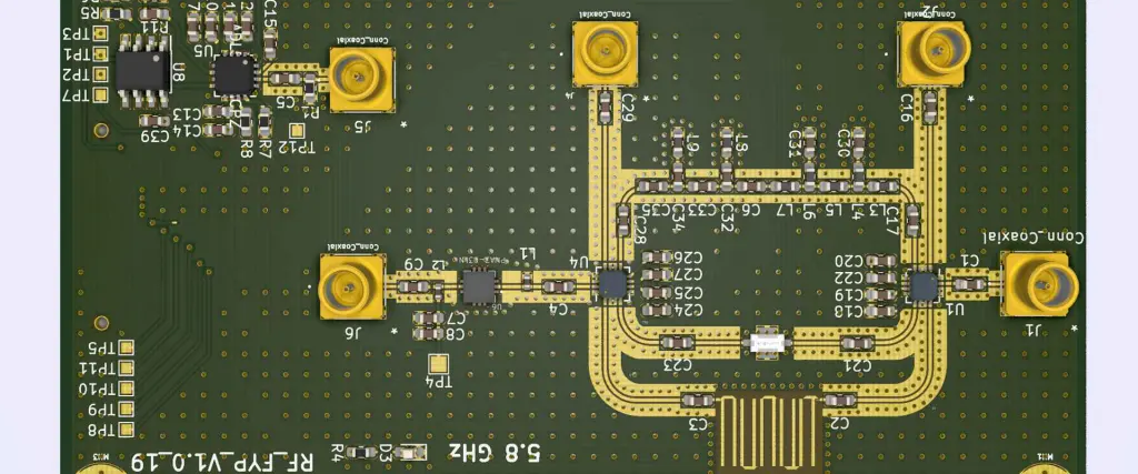 5G antenna PCB layout for high-frequency applications.