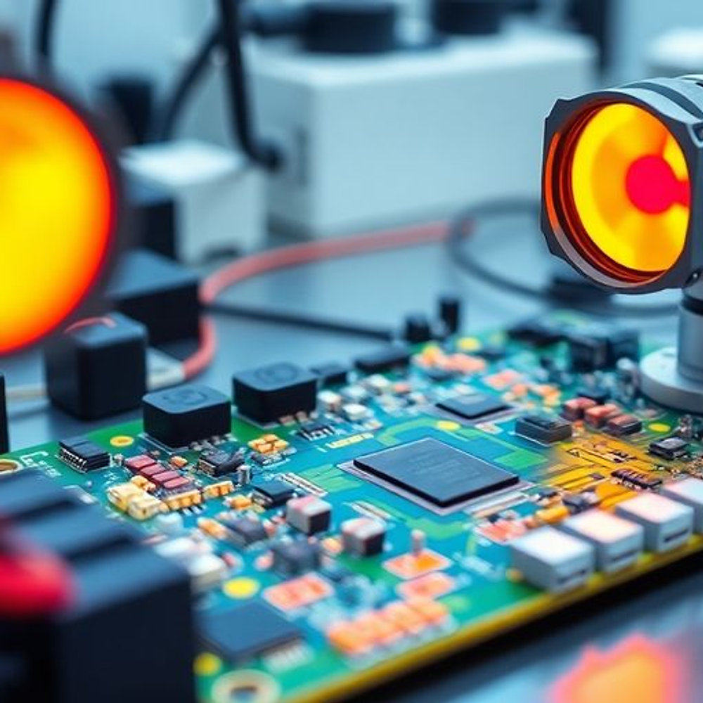 PCB under thermal stress test highlighting material durability.